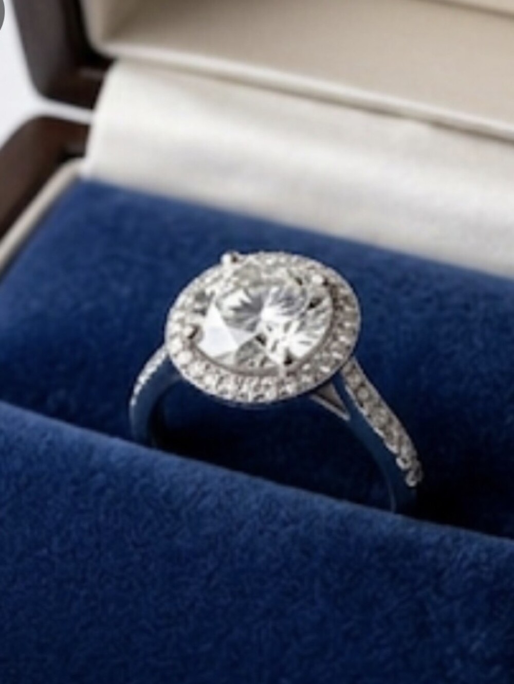 2 Ct. Round Cut Halo Moissanite Sterling Silver Ring Size 10